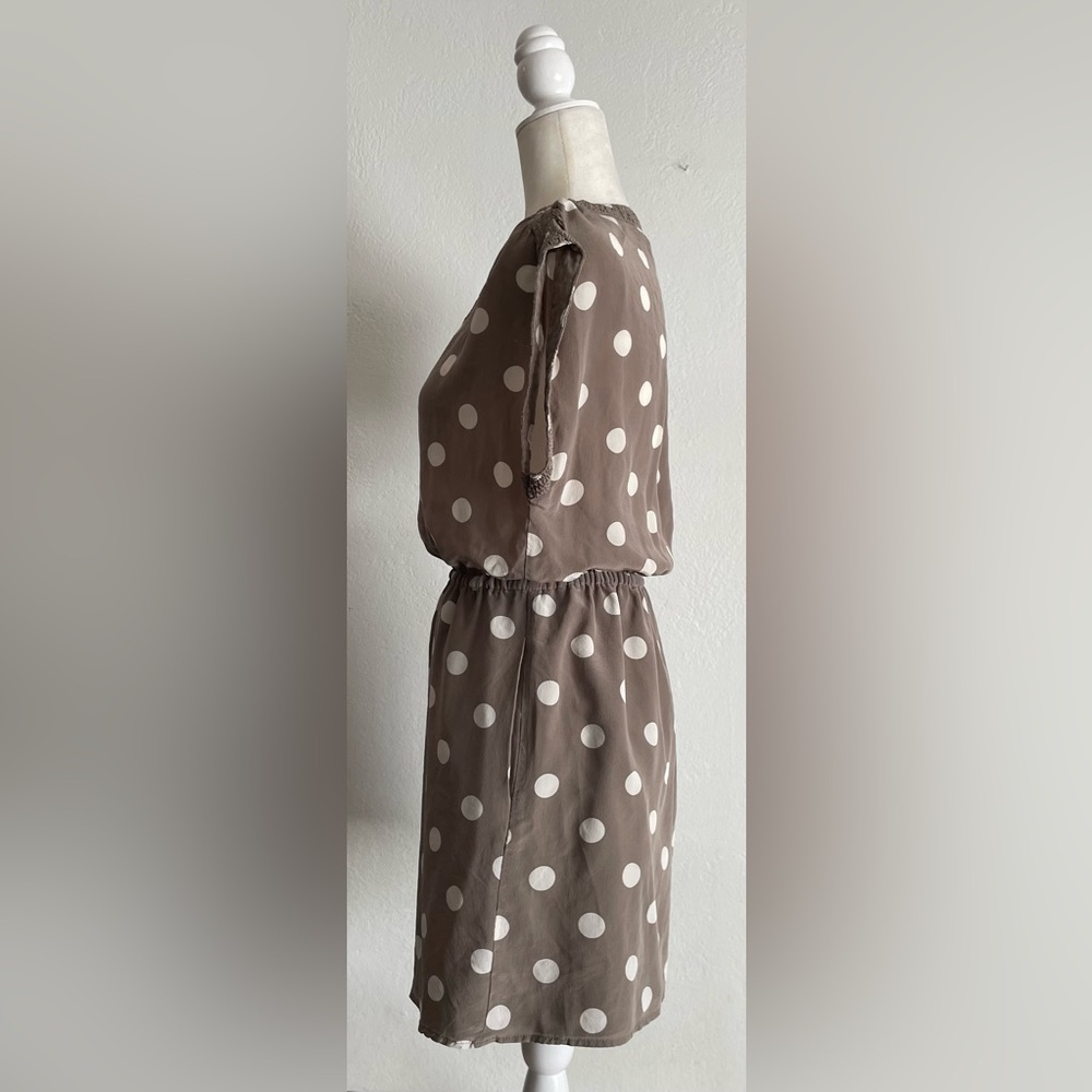 BROADWAY & BROOM Silk Polka Dot Cinched Waist Mini Dress - Picture 2 of 6